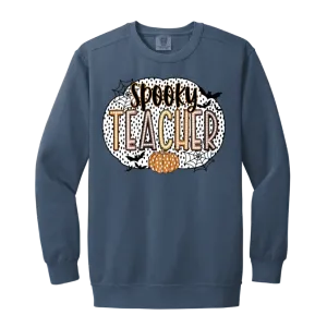 Spooky Teacher Comfort Colors Crewneck Sweatshirt – Perfect for Fall Fun in the Classroom!