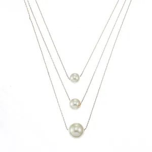 SQ300-2642 Pearl three row layered necklace