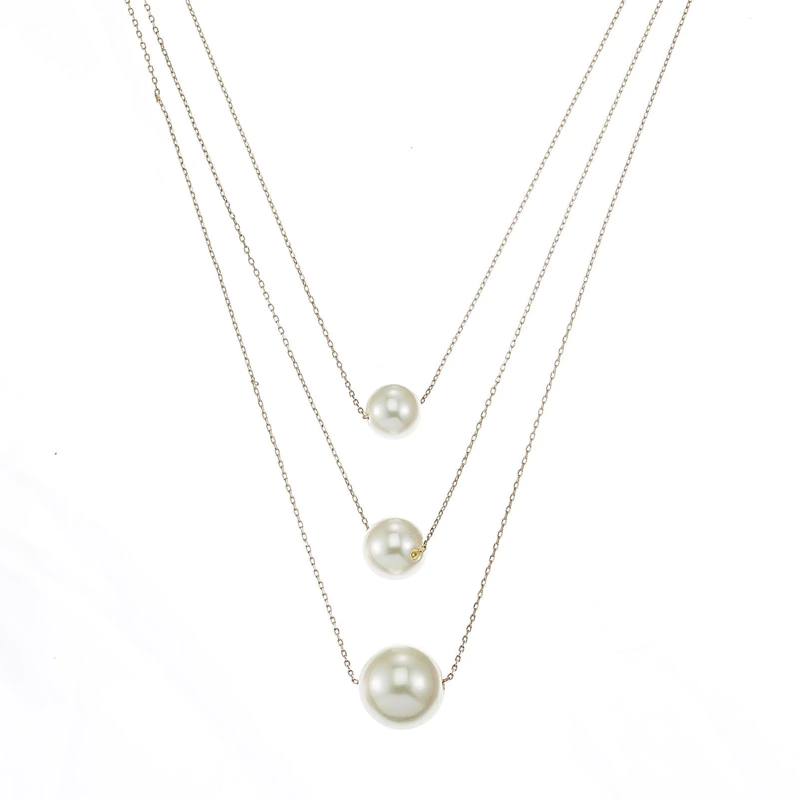 SQ300-2642 Pearl three row layered necklace