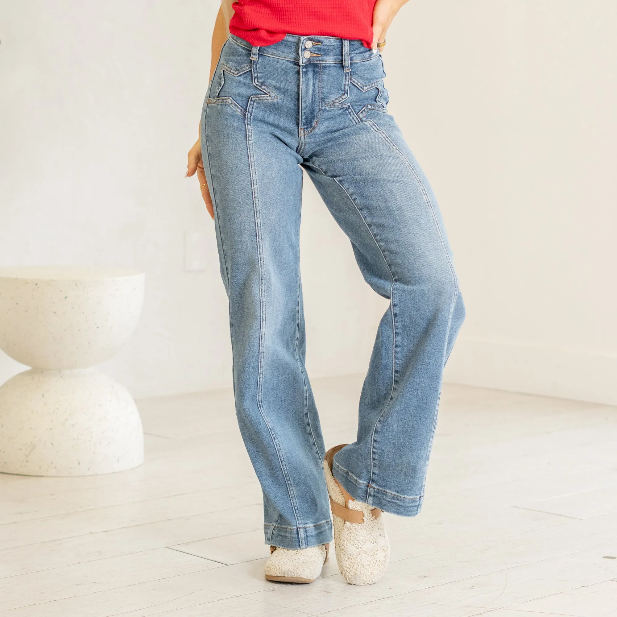 Stars Align High Rise Front Seam Wide Leg Regular & Plus Sizes