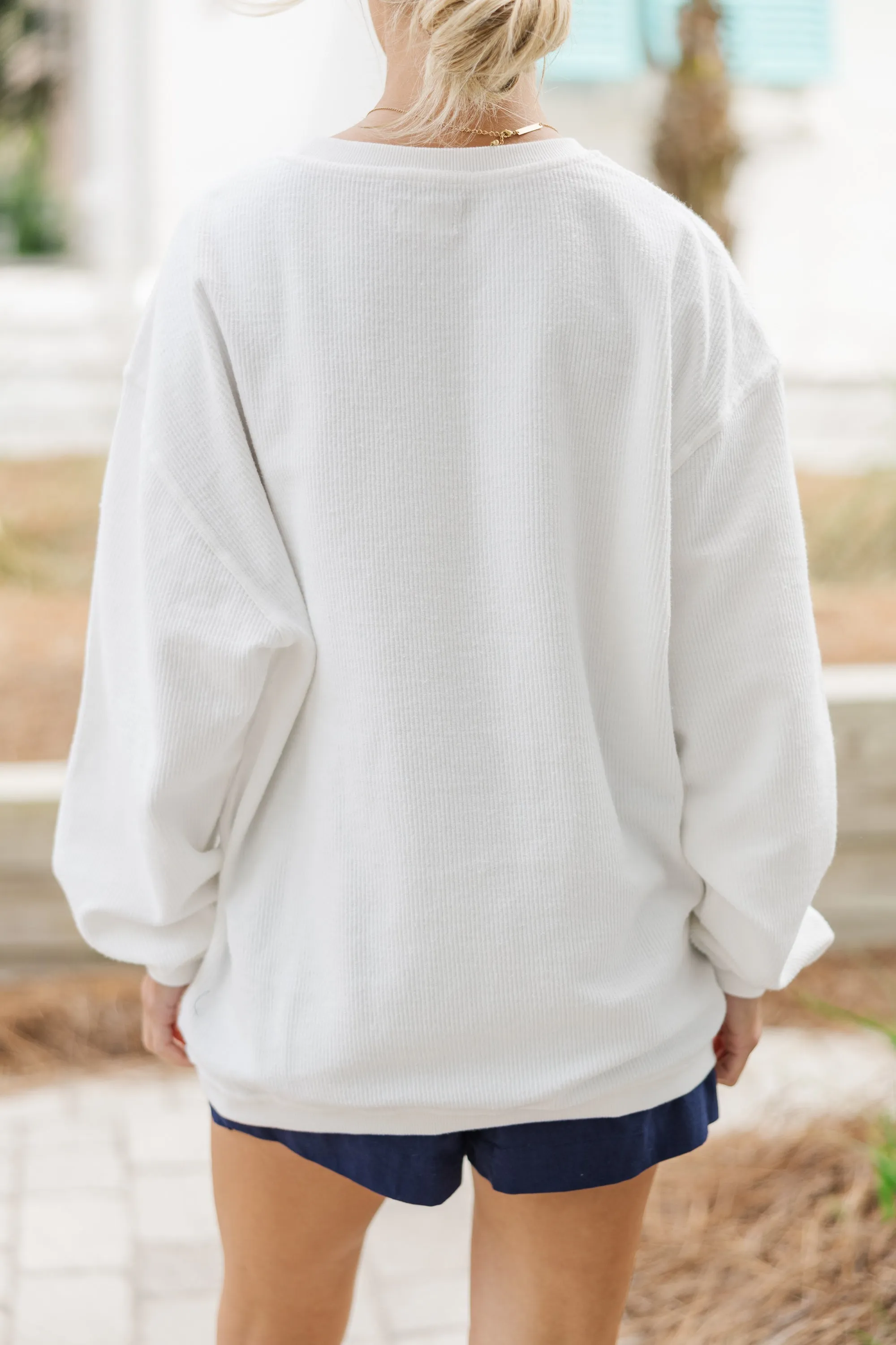 Stars & Stripes White Graphic Corded Sweatshirt
