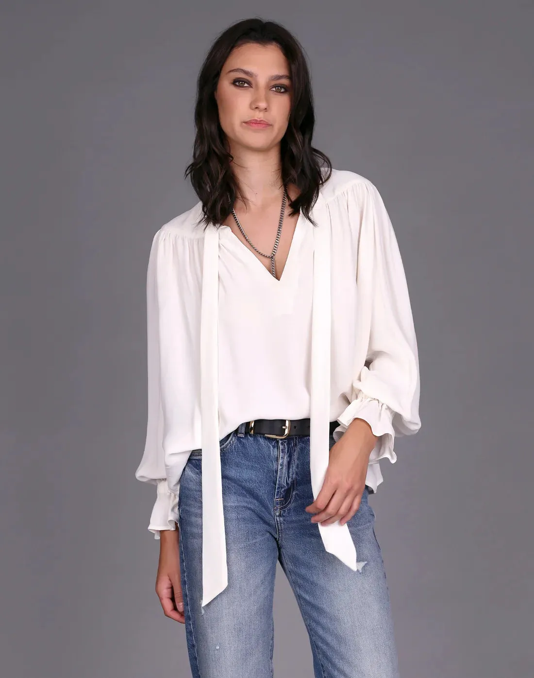 STORM TIE FRONT TOP IVORY