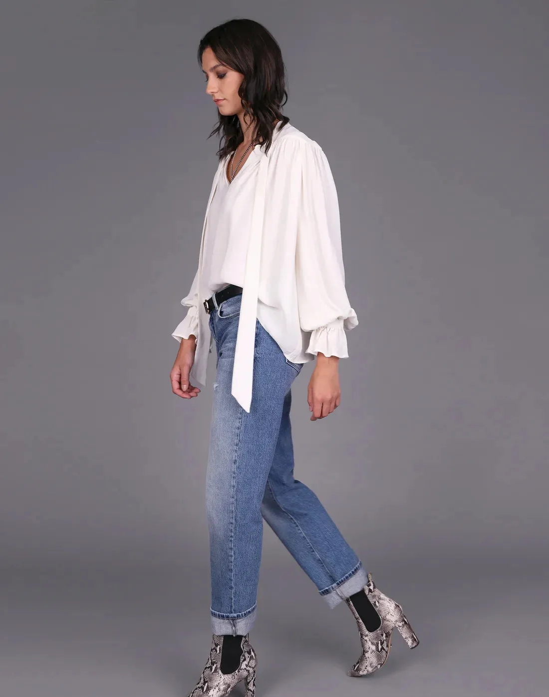 STORM TIE FRONT TOP IVORY