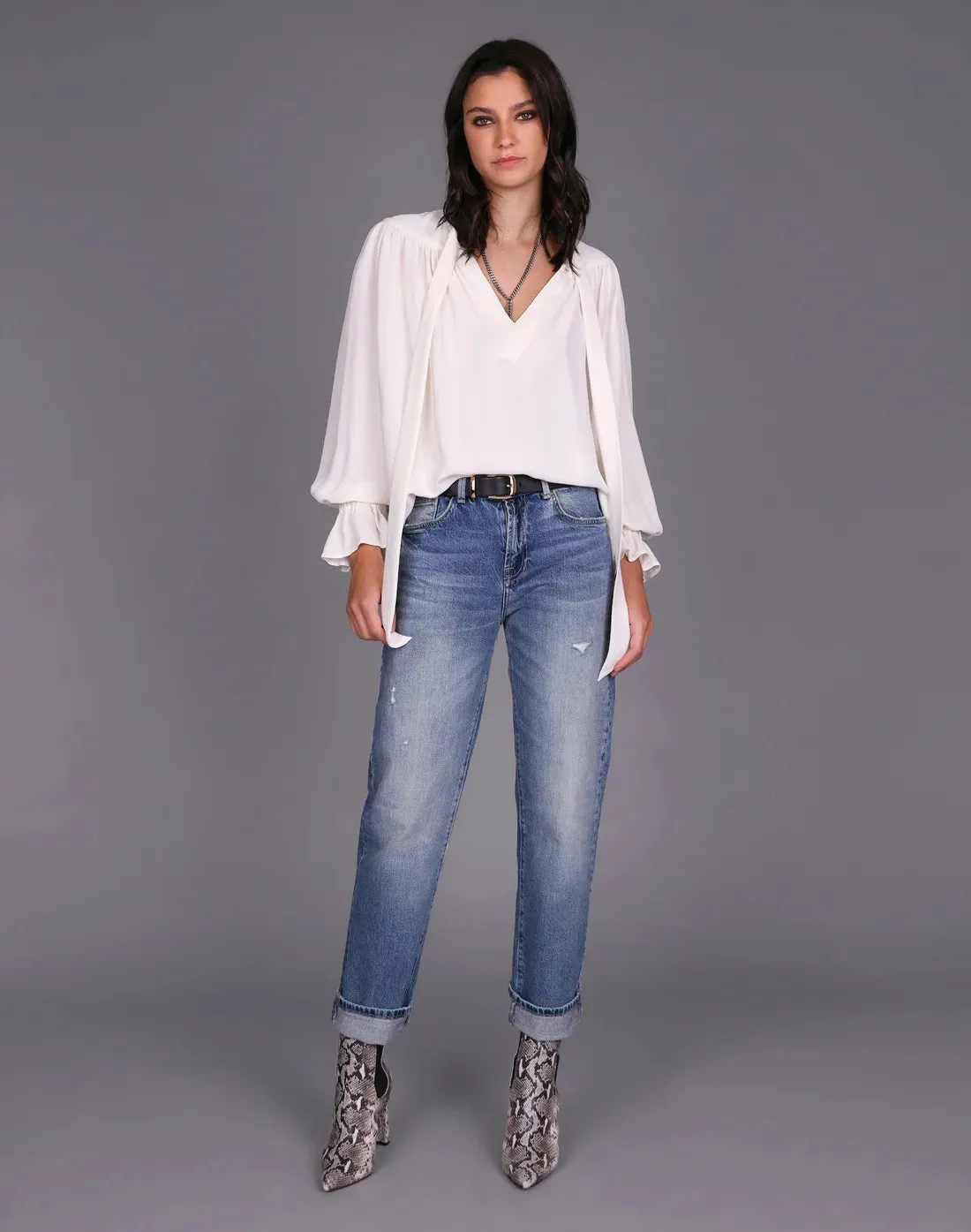 STORM TIE FRONT TOP IVORY