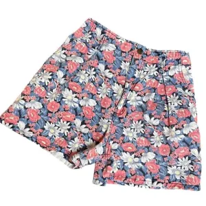 Super Rad Vintage Peak 90s Girl Multicolor Flower High Waisted Denim Mom Shorts