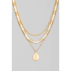 Tear Drop Charm Layered Beads Chain Necklace | Stuffology Boutique
