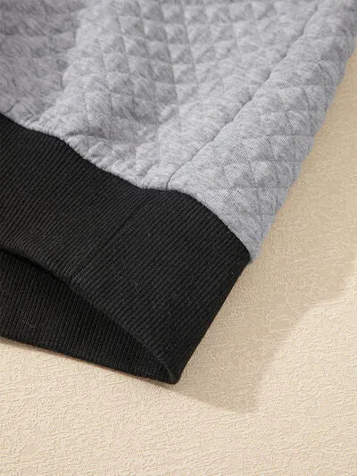 Textuur Kwartknoop Sweatshirt met Lange Mouwen