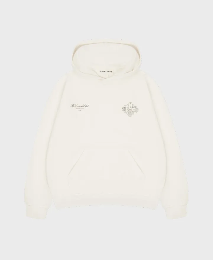 The Couture Club Emblem Outline Hoodie Off White