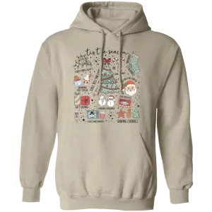 'Tis the Season Retro Christmas Hoodie – Gildan Pullover with Vintage Holiday Icons