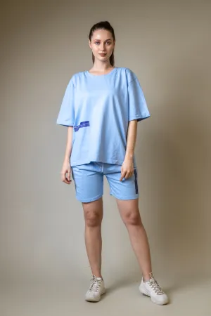 Tranquil Sky Blue Oversized T-shirt Shorts Co-Ord