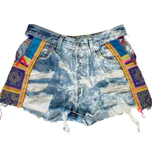 Tricia Fix Vintage Levi's 501 High Rise Cut Off Jean Shorts Side Cut Out RARE 2