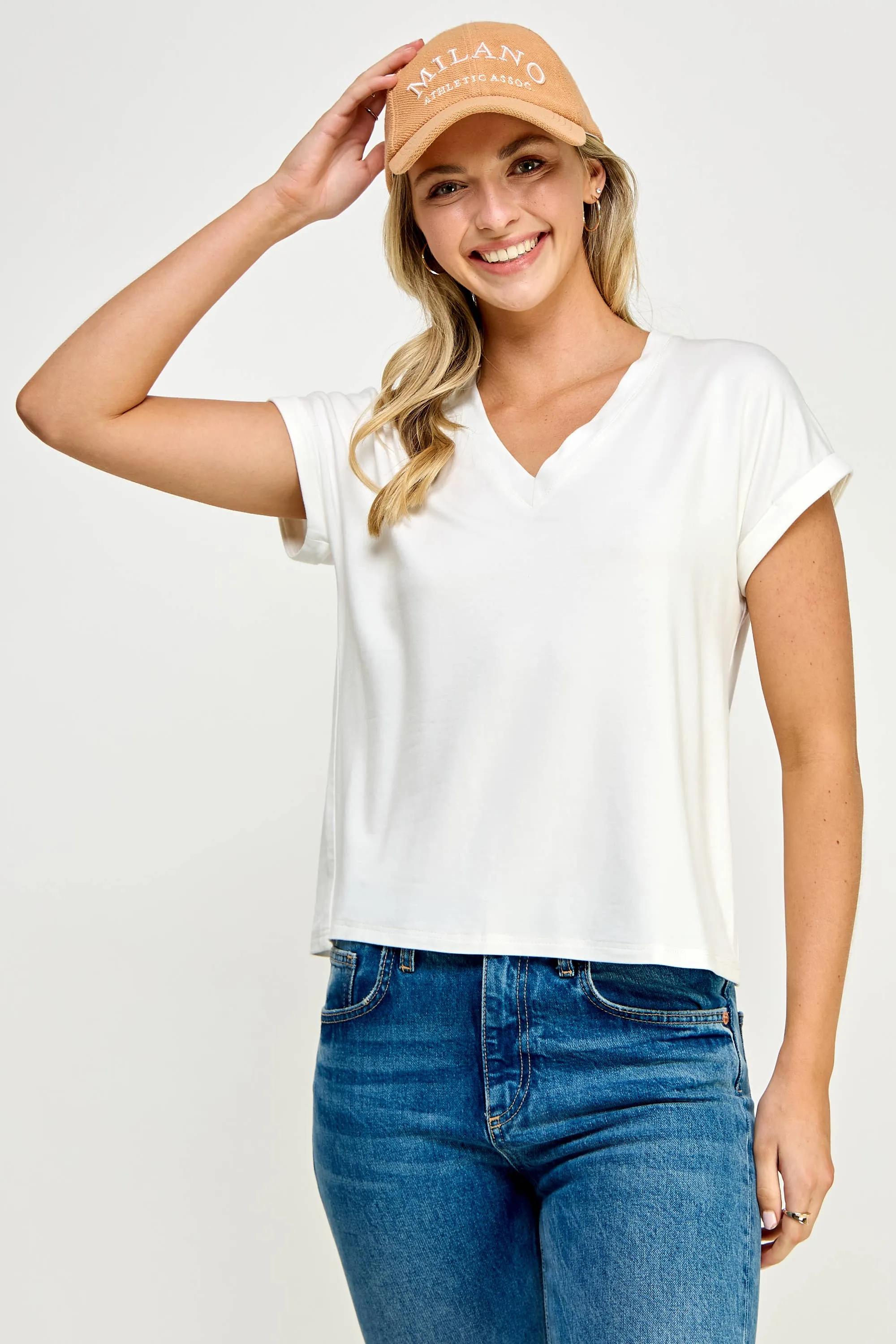 V Neck Tee - Off White