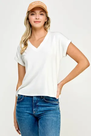 V Neck Tee - Off White
