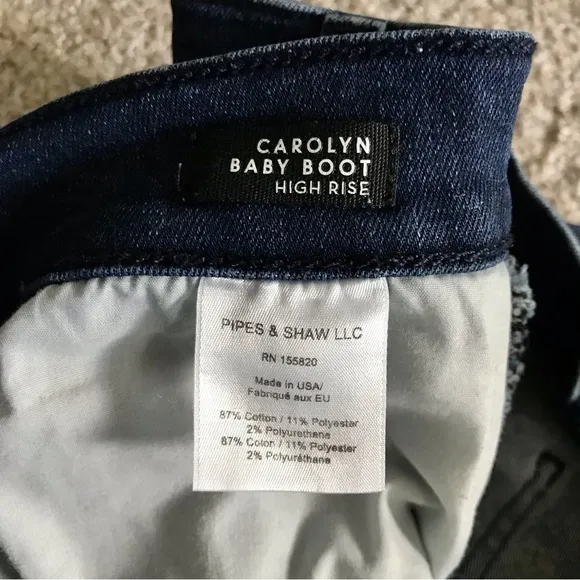 Veronica Beard Carolyn Baby Boot High Rise Jeans Size 22 Midnight Blue