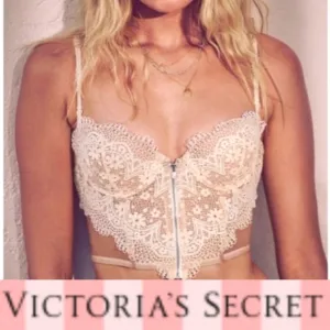 Victoria's Secret Vintage Very Sexy Lined Demi Bra Bustier Corset Zip up NWT 34D