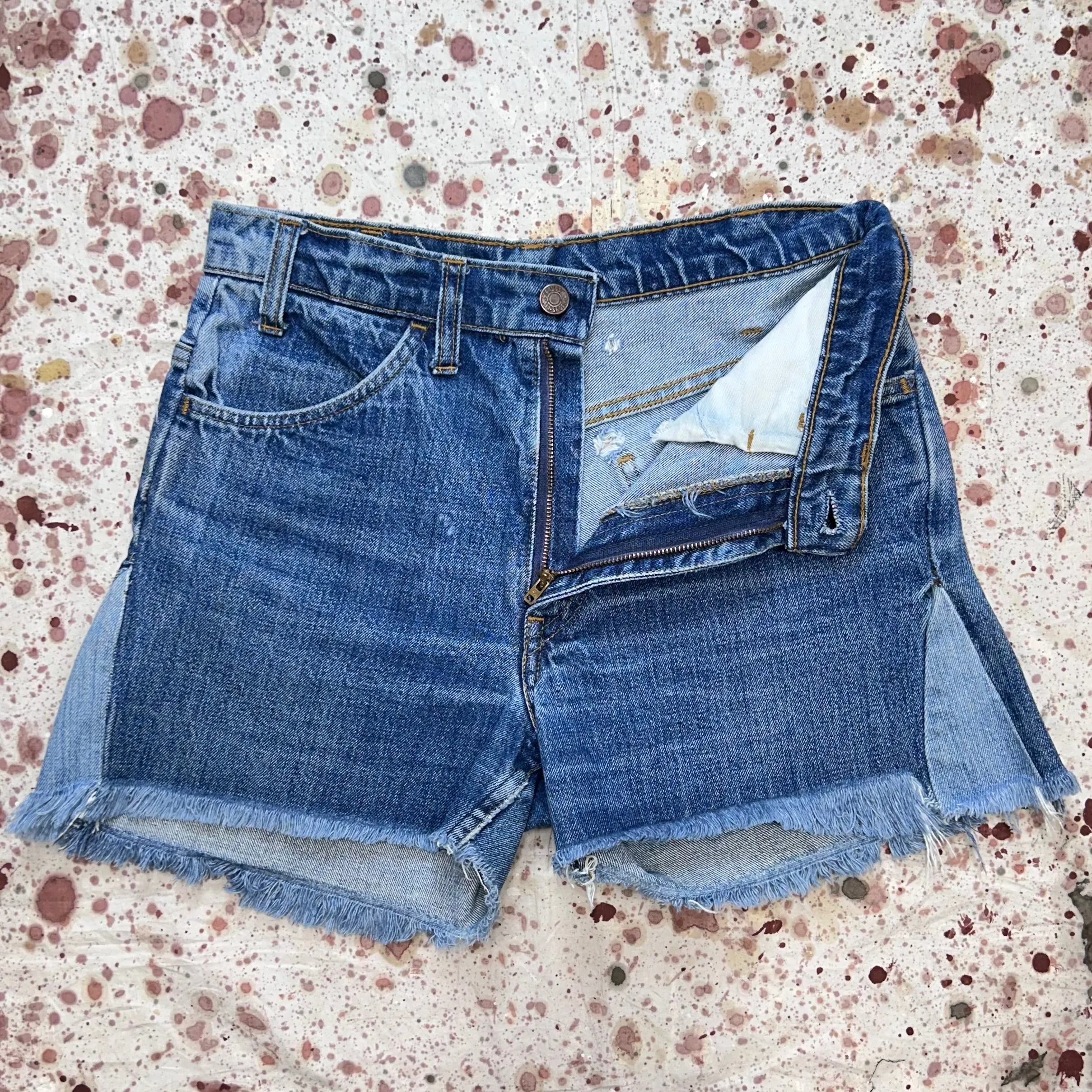 Vintage 70's Levi 646 Talon 42 Zipper Orange Tab Cut Off Shorts (JYJ0524-006)