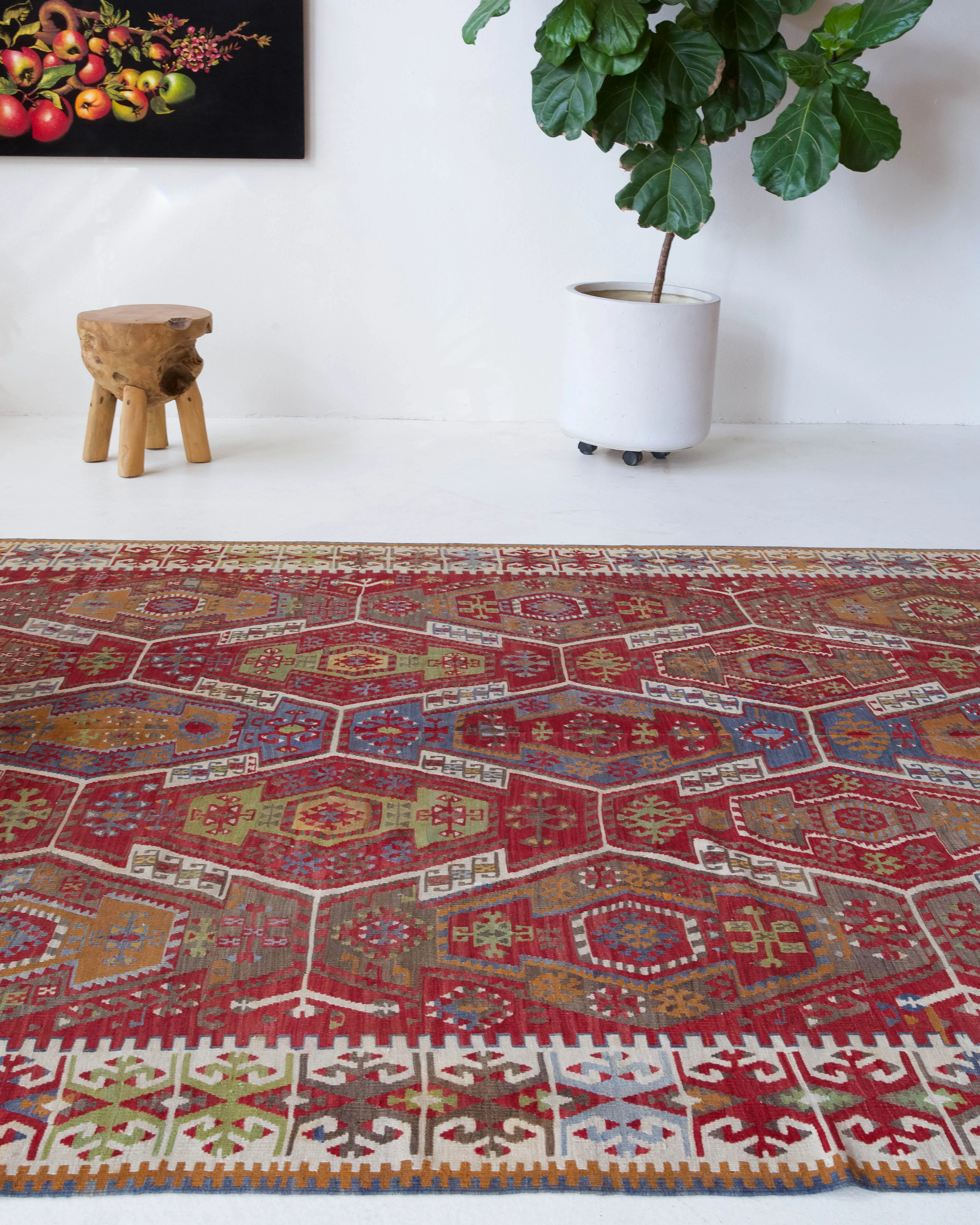 Vintage Kayseri Gomurgen Kilim Rug 6'7"x14'