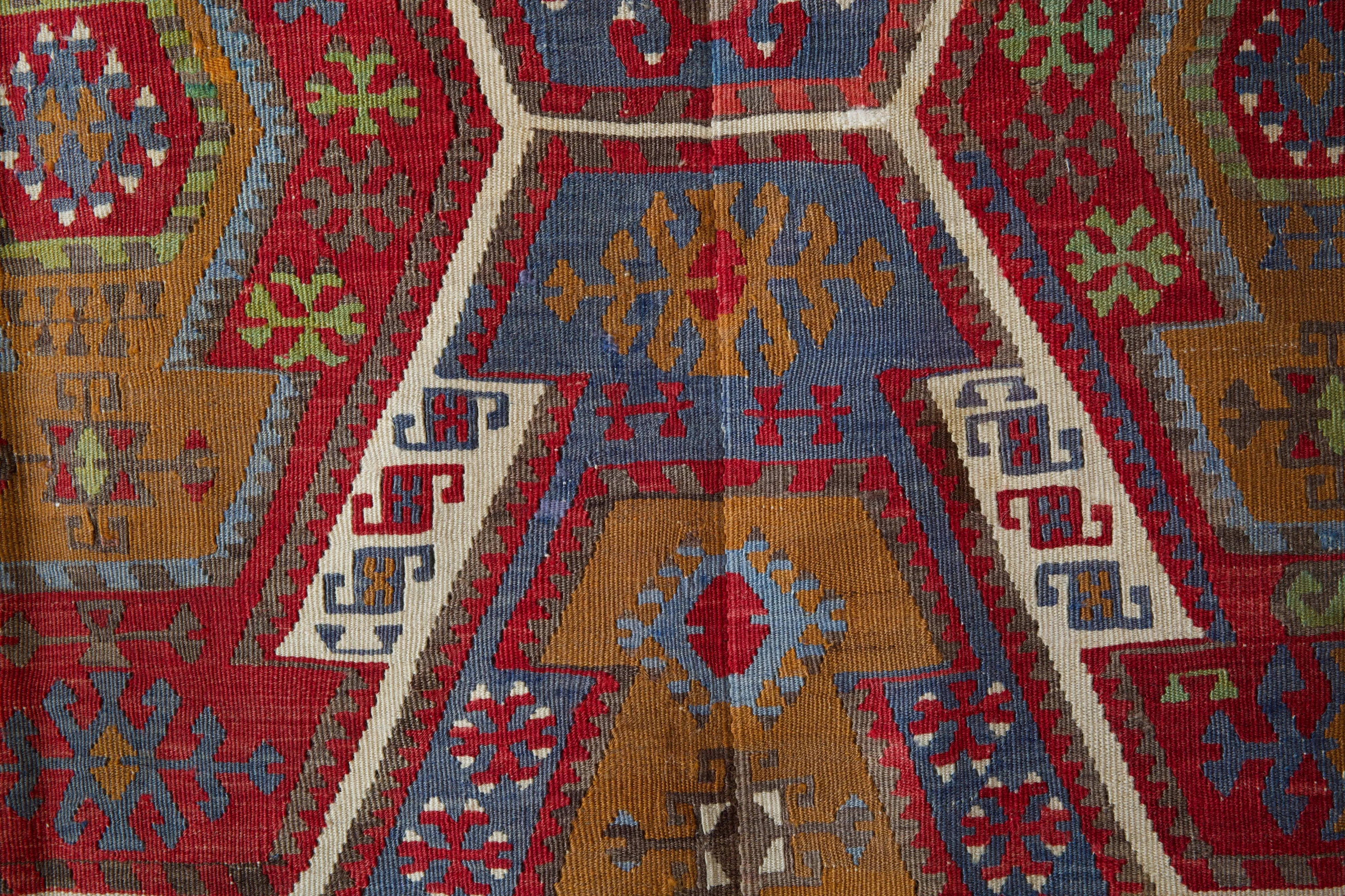 Vintage Kayseri Gomurgen Kilim Rug 6'7"x14'