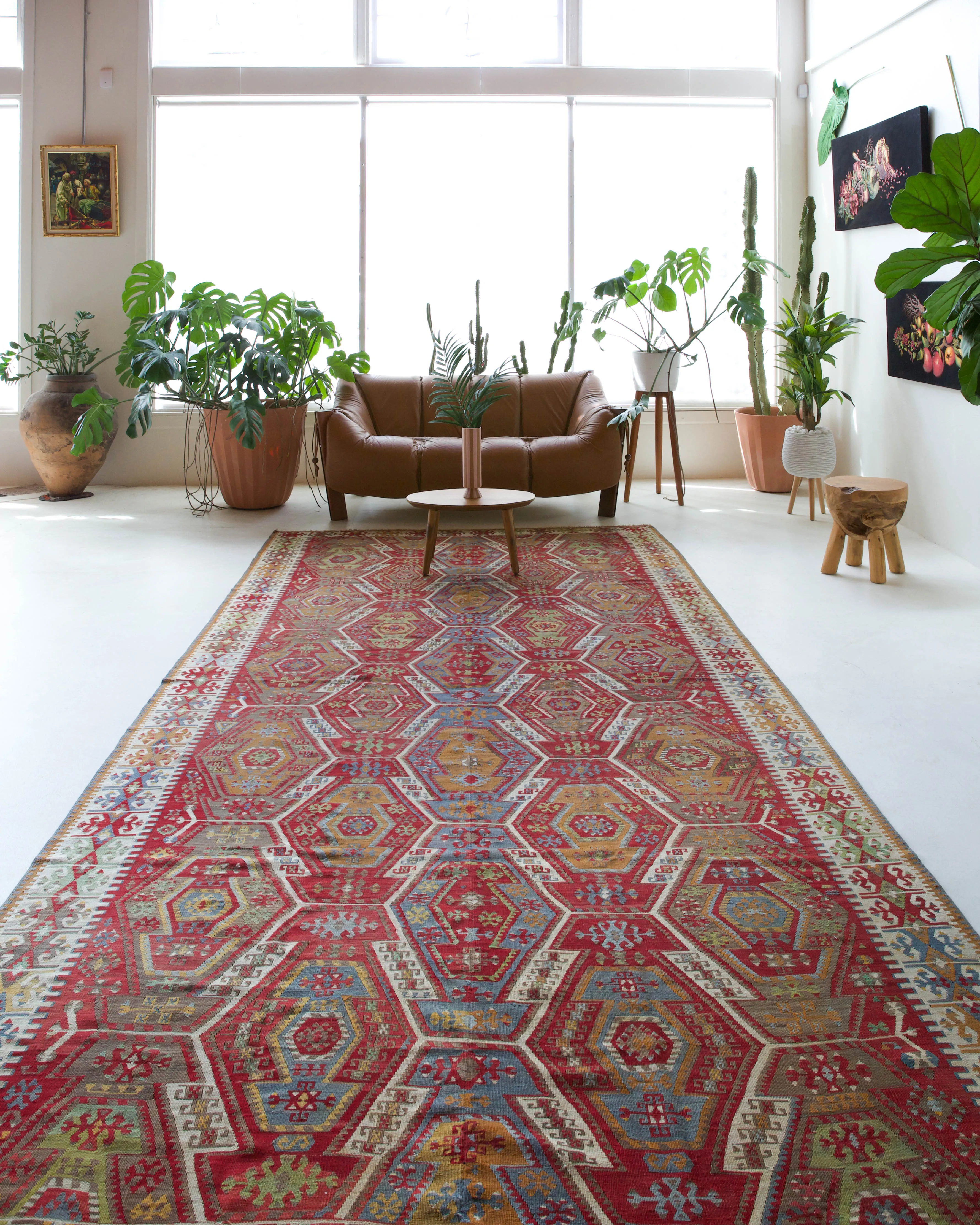 Vintage Kayseri Gomurgen Kilim Rug 6'7"x14'
