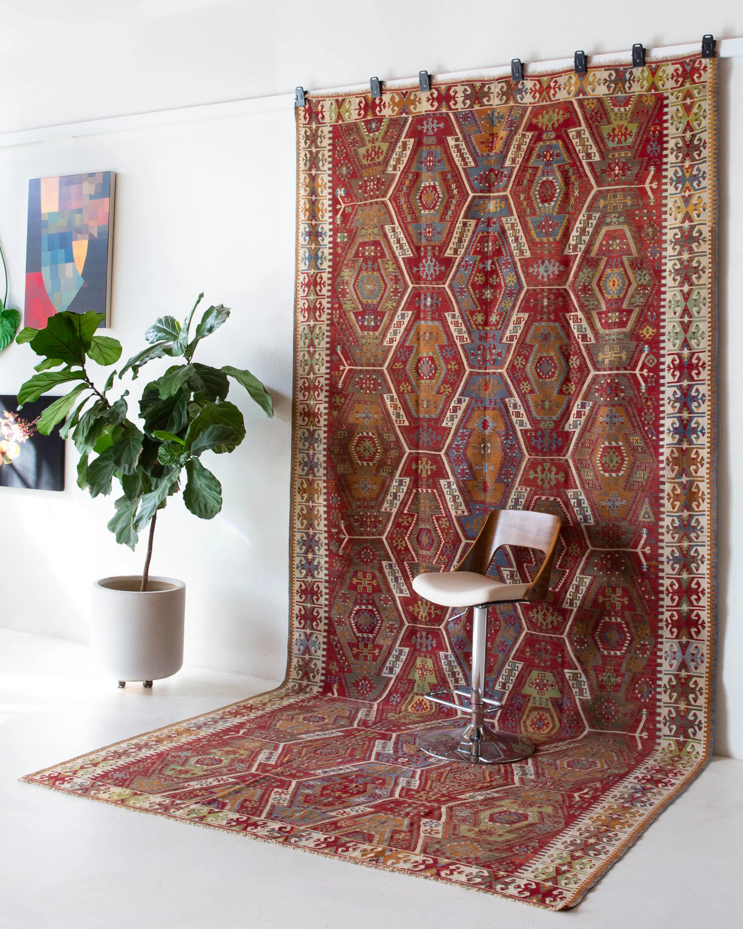 Vintage Kayseri Gomurgen Kilim Rug 6'7"x14'