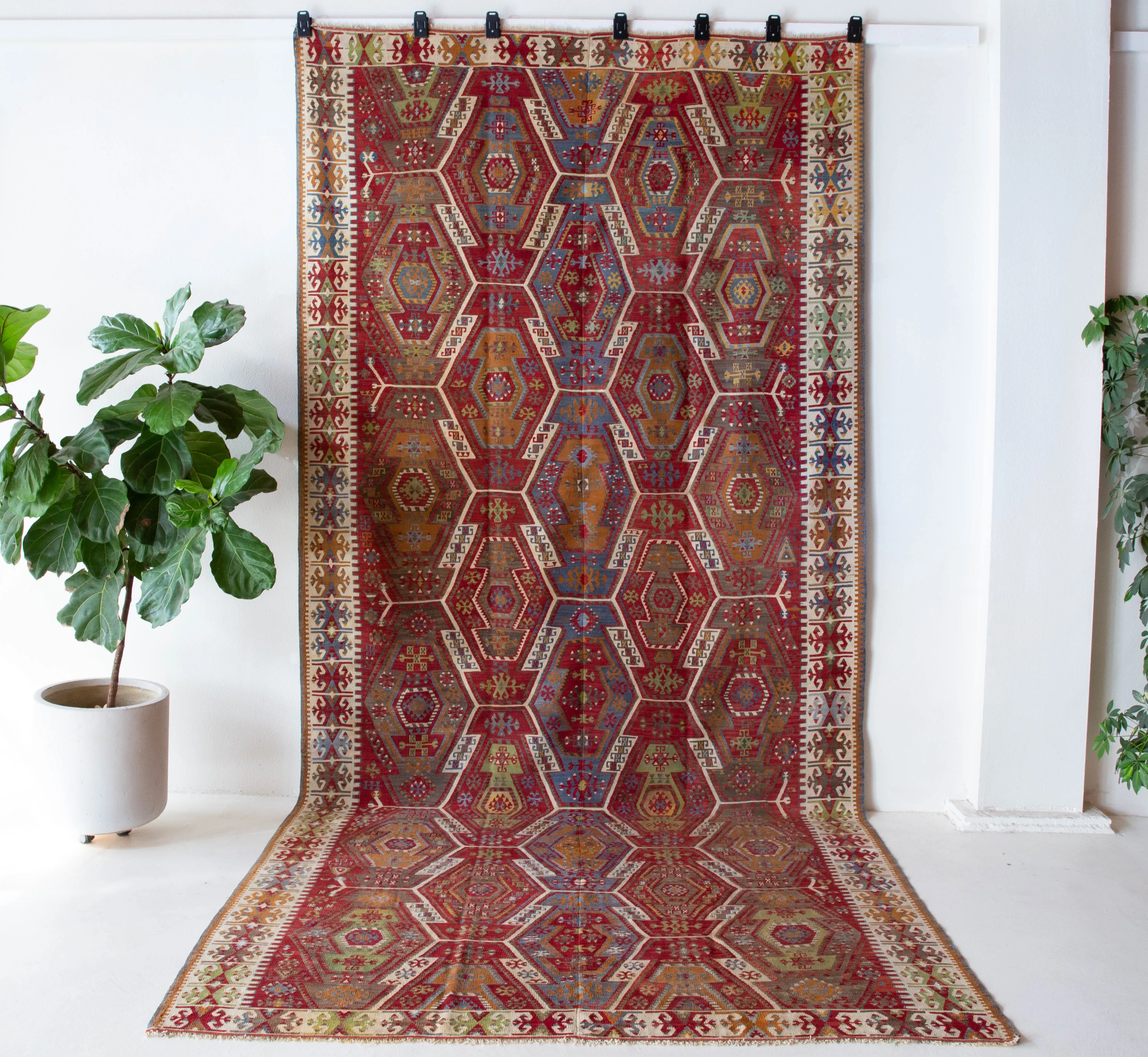 Vintage Kayseri Gomurgen Kilim Rug 6'7"x14'