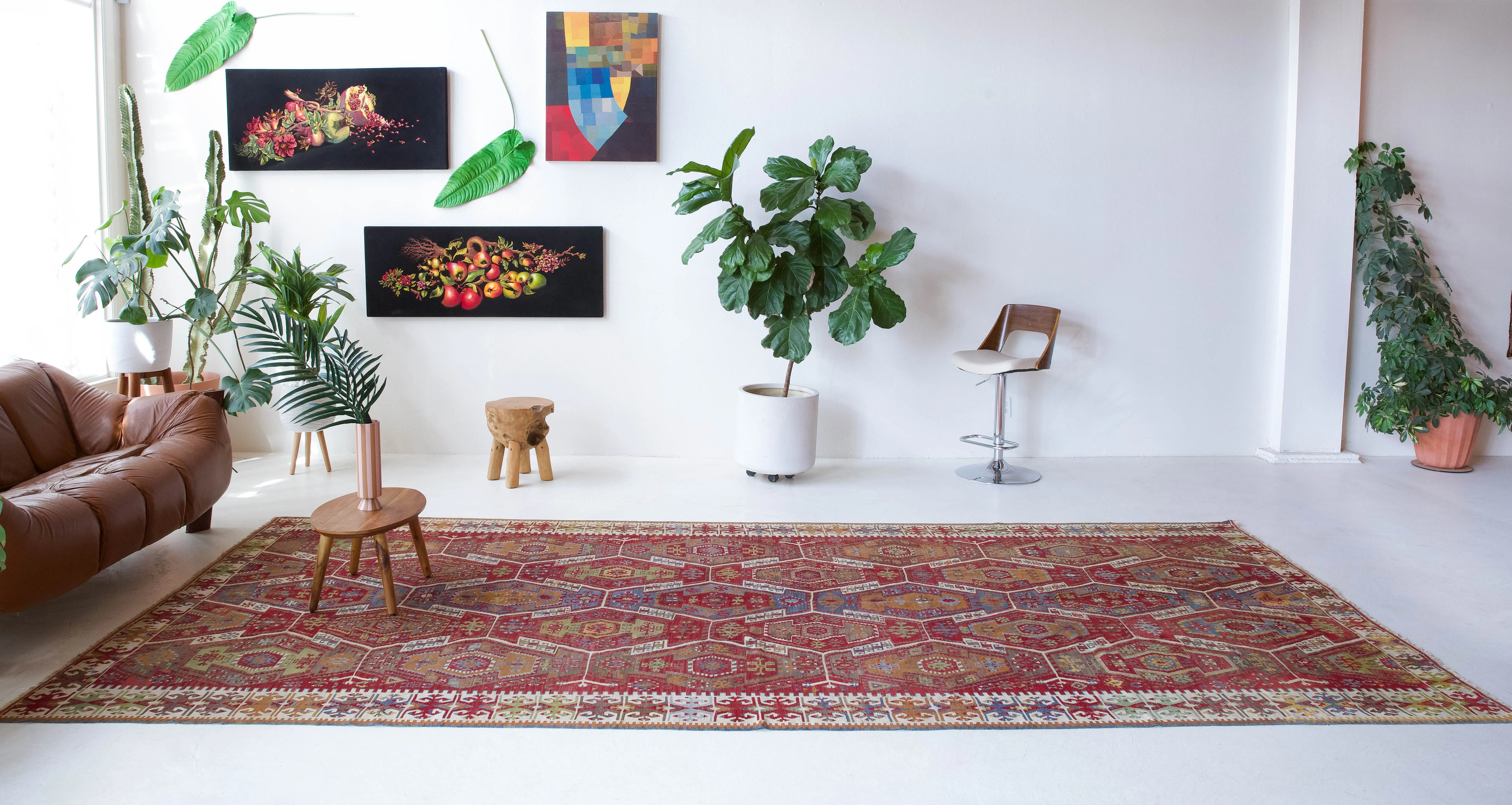Vintage Kayseri Gomurgen Kilim Rug 6'7"x14'