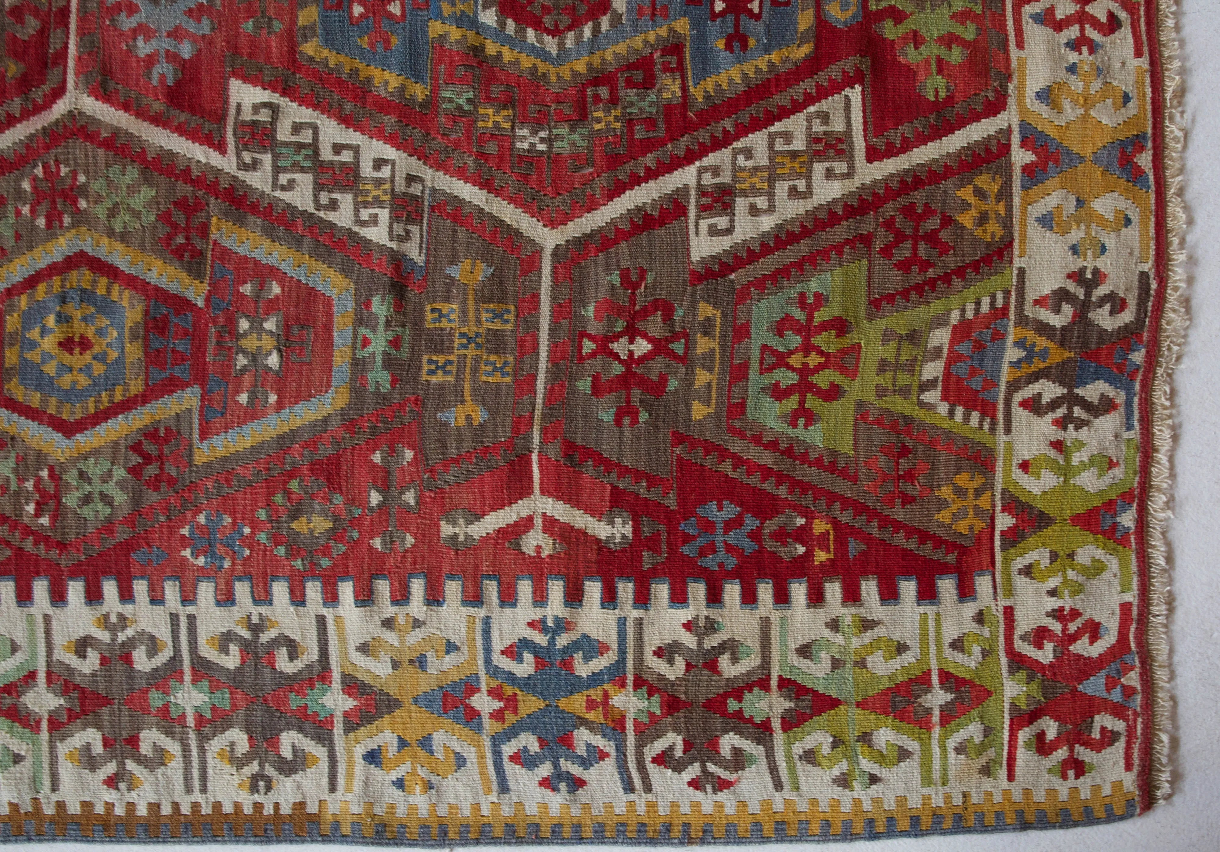 Vintage Kayseri Gomurgen Kilim Rug 6'7"x14'