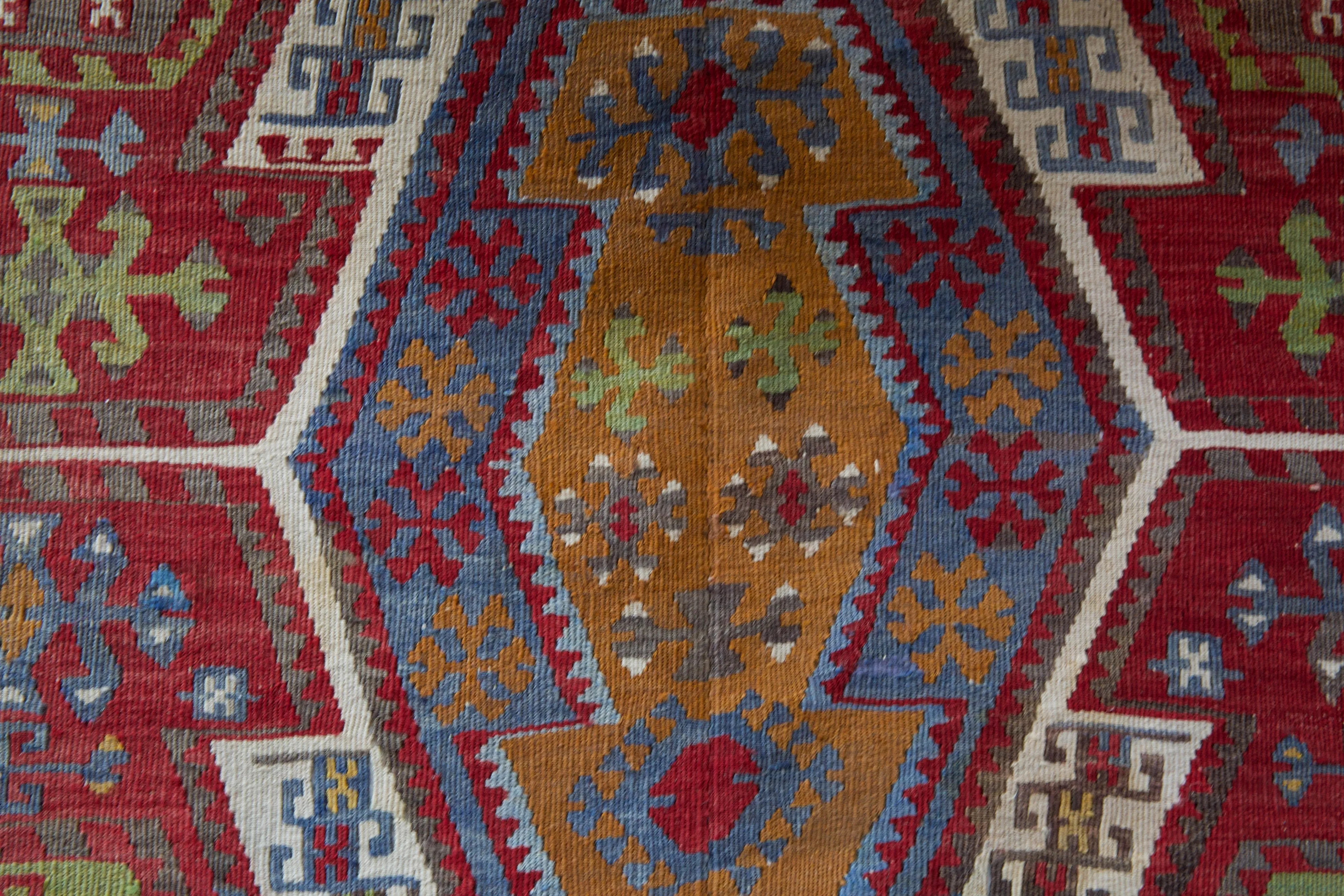 Vintage Kayseri Gomurgen Kilim Rug 6'7"x14'