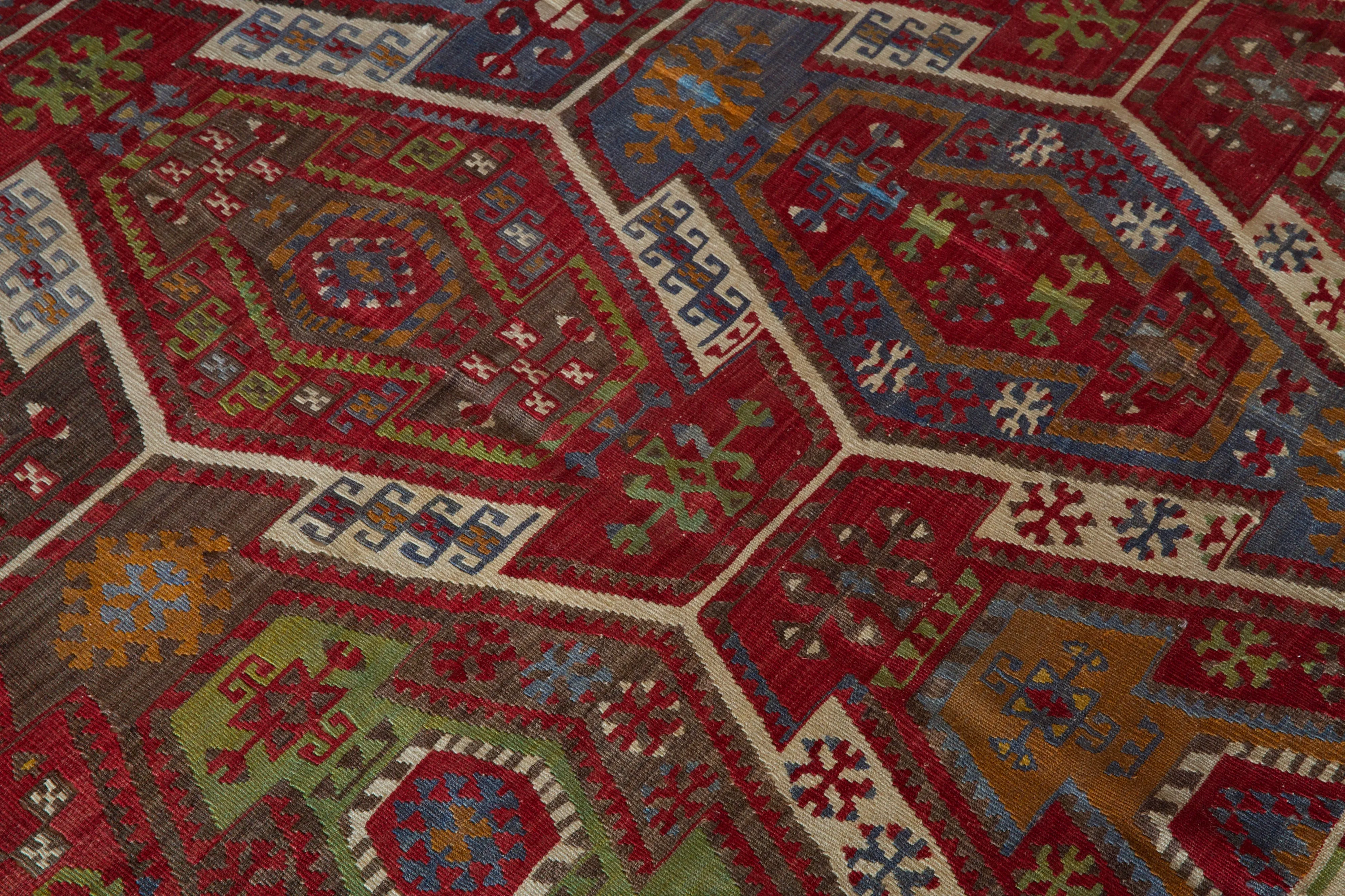 Vintage Kayseri Gomurgen Kilim Rug 6'7"x14'
