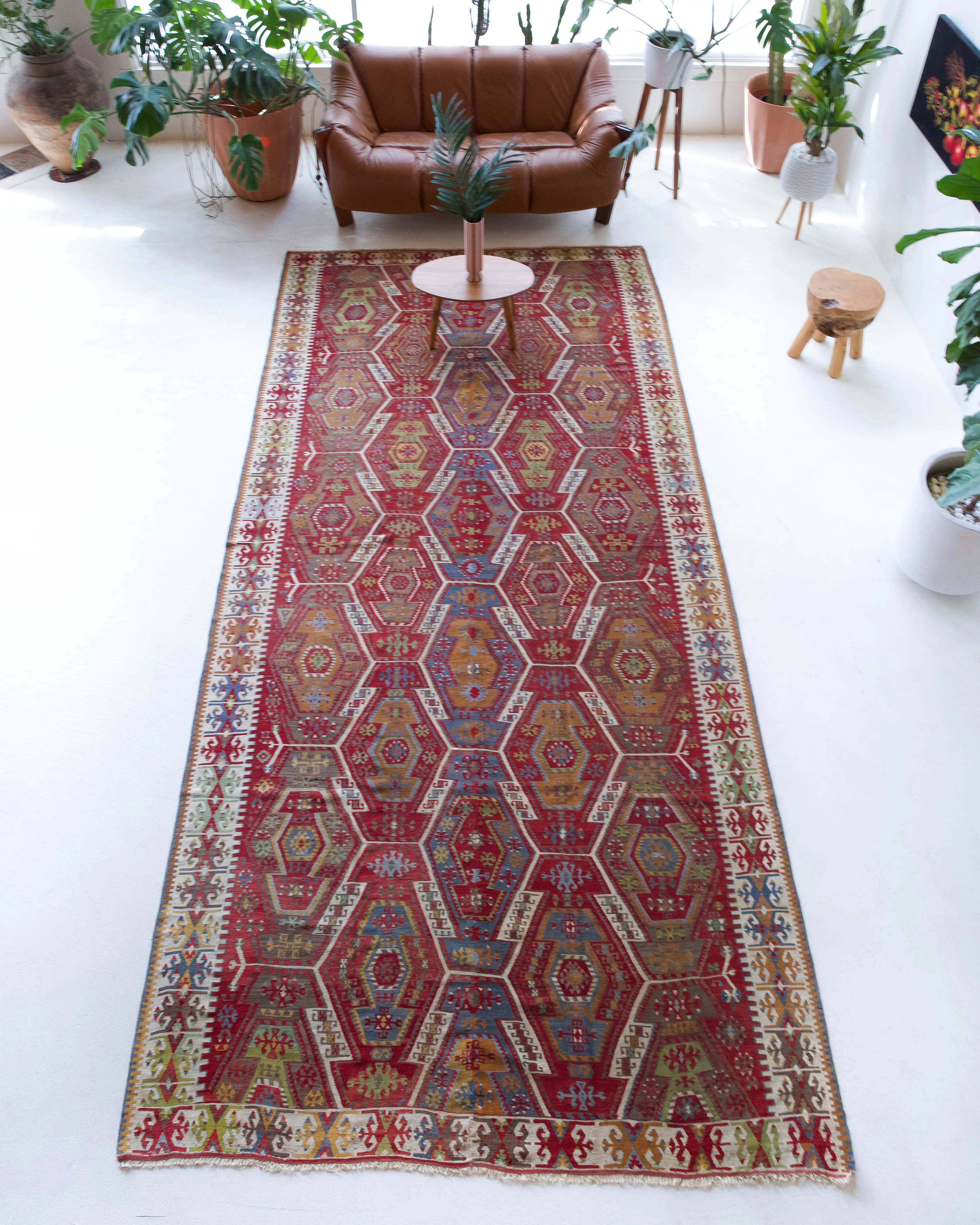 Vintage Kayseri Gomurgen Kilim Rug 6'7"x14'