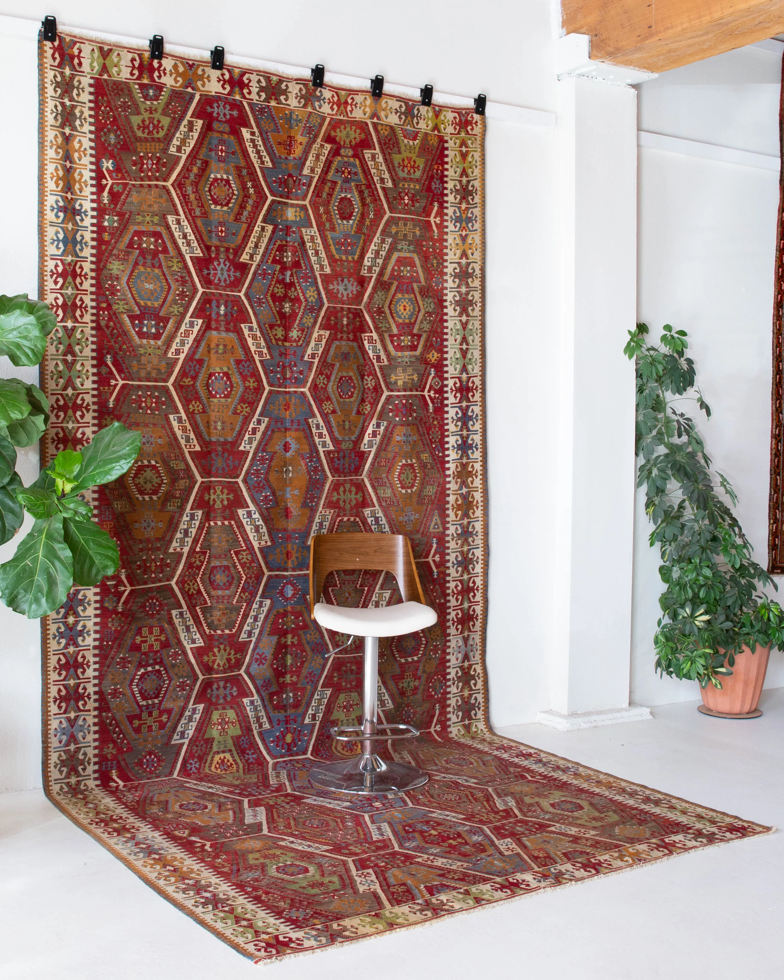 Vintage Kayseri Gomurgen Kilim Rug 6'7"x14'