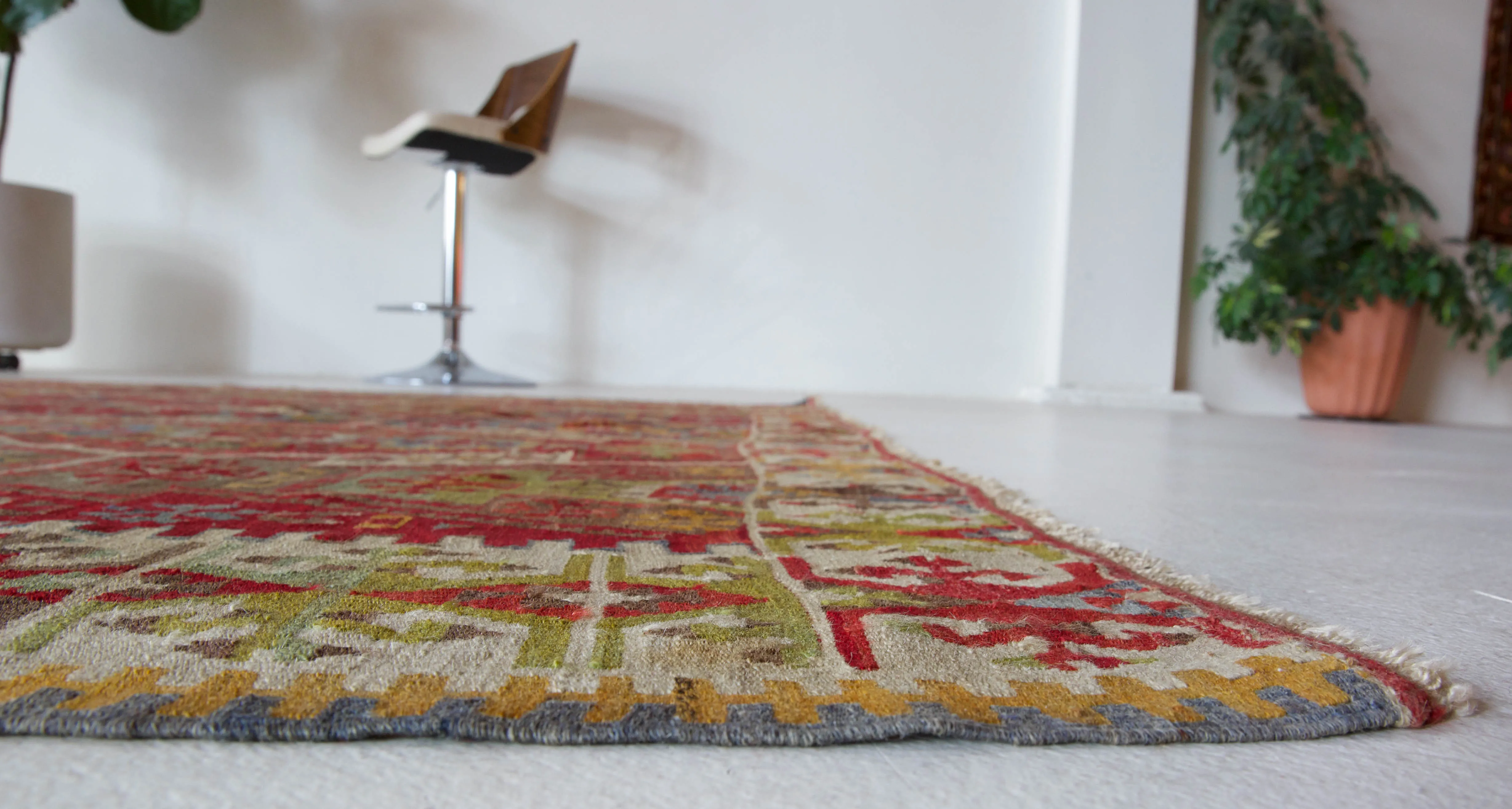 Vintage Kayseri Gomurgen Kilim Rug 6'7"x14'