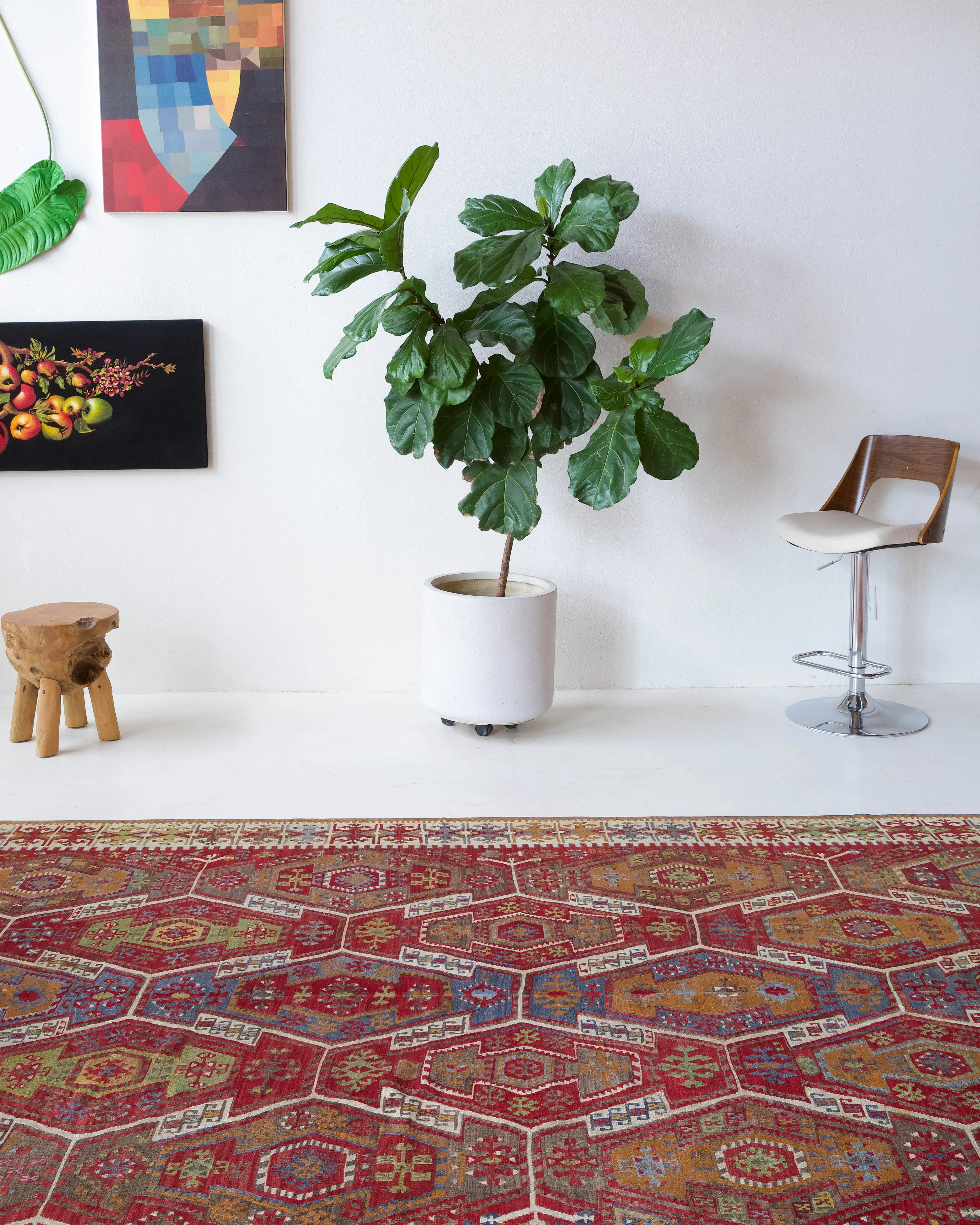 Vintage Kayseri Gomurgen Kilim Rug 6'7"x14'