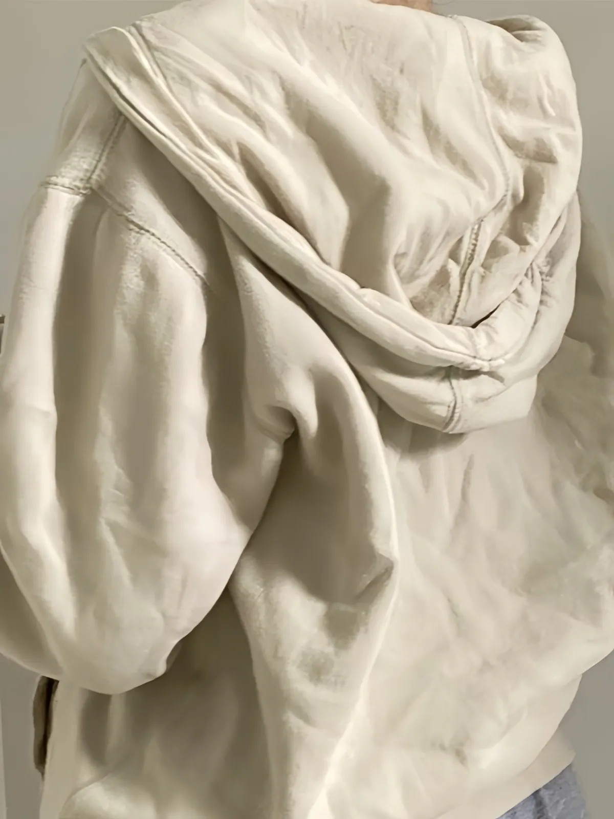 Vintage Khaki Hoodie mit Reißverschluss und Blumen Grafik