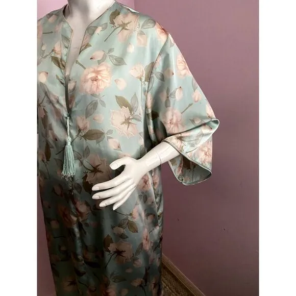 Vintage Lejaby Paris Kaftan Gown Zipper Floral Medium Bergdorf Goodman