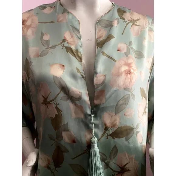 Vintage Lejaby Paris Kaftan Gown Zipper Floral Medium Bergdorf Goodman