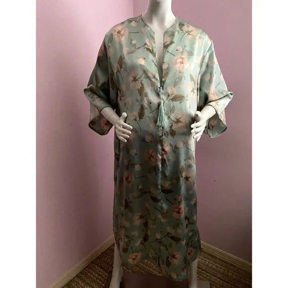 Vintage Lejaby Paris Kaftan Gown Zipper Floral Medium Bergdorf Goodman