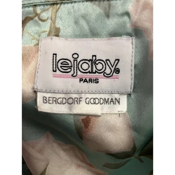 Vintage Lejaby Paris Kaftan Gown Zipper Floral Medium Bergdorf Goodman