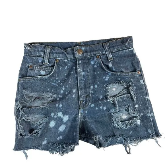 Vintage Levi’s Orange Tab Bleach Splatter Cut Off Distressed Denim Shorts
