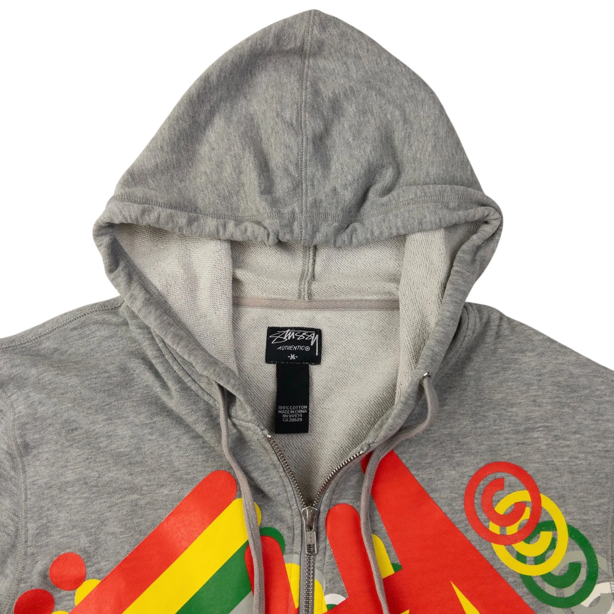 Vintage Stussy Zip Up Graphic Hoodie Size M