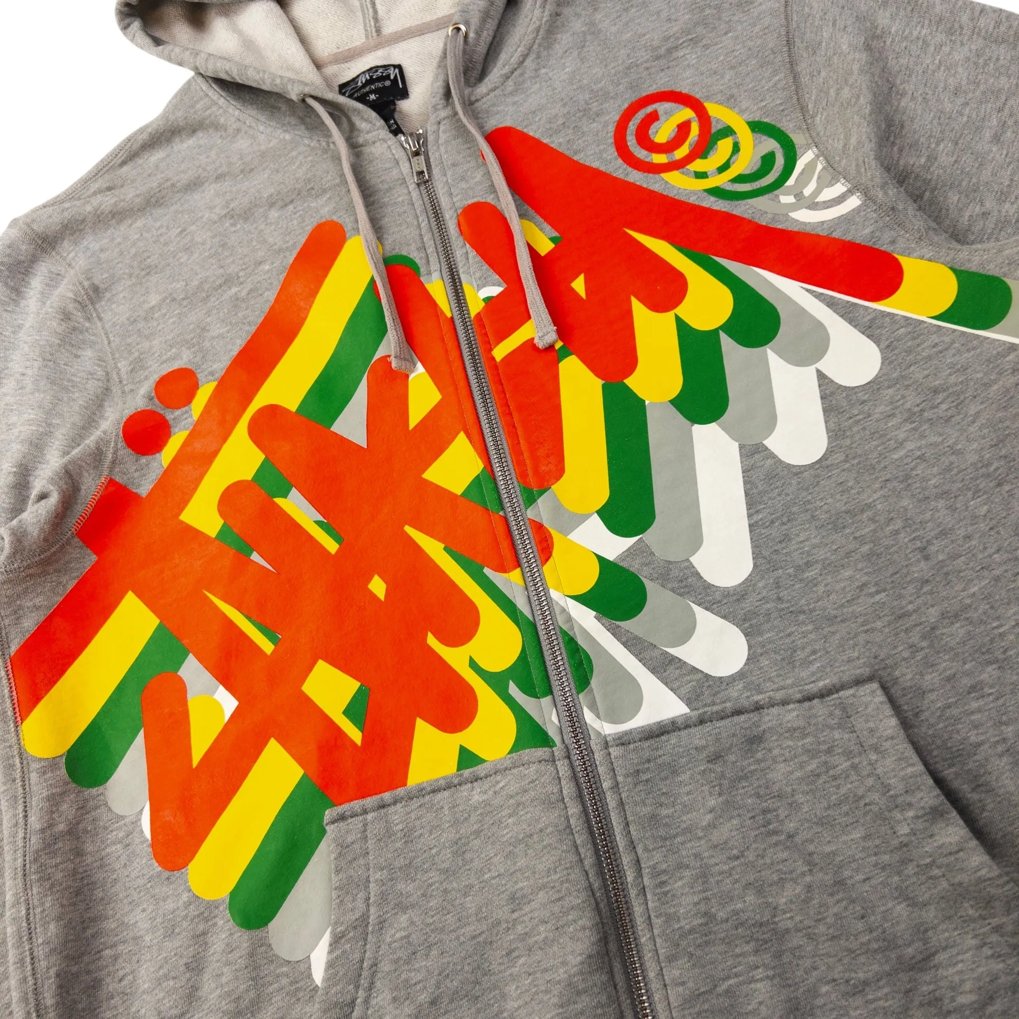 Vintage Stussy Zip Up Graphic Hoodie Size M