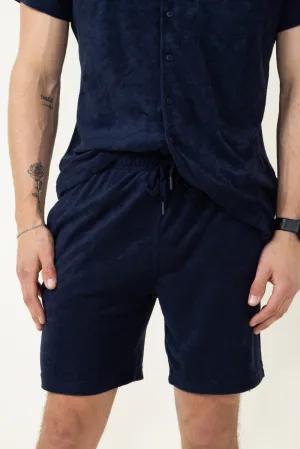 Vintage Summer Towel Terry Shorts for Men in Navy | V65702-NAVY