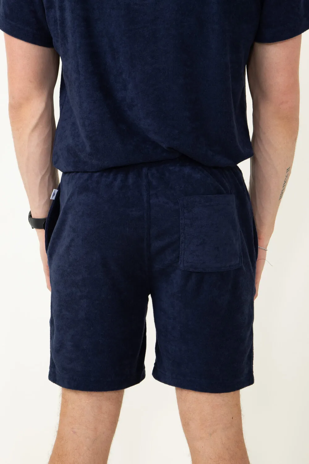 Vintage Summer Towel Terry Shorts for Men in Navy | V65702-NAVY