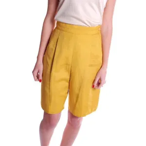 Vintage Tina Leser Yellow Silk Bermuda Shorts 1950S Small
