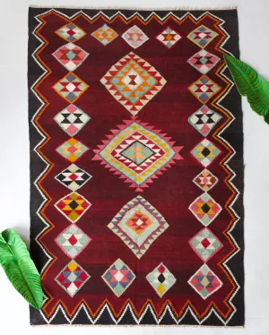 Vintage Turkish Bencik Kilim Rug 4'11"x7'11"