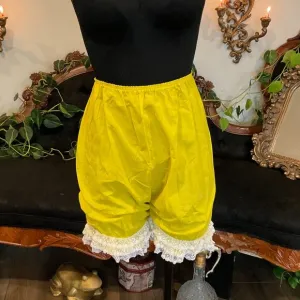 Vintage Union Made bloomers clown Lace Slip Shorts Elastic Waist Size M Yellow