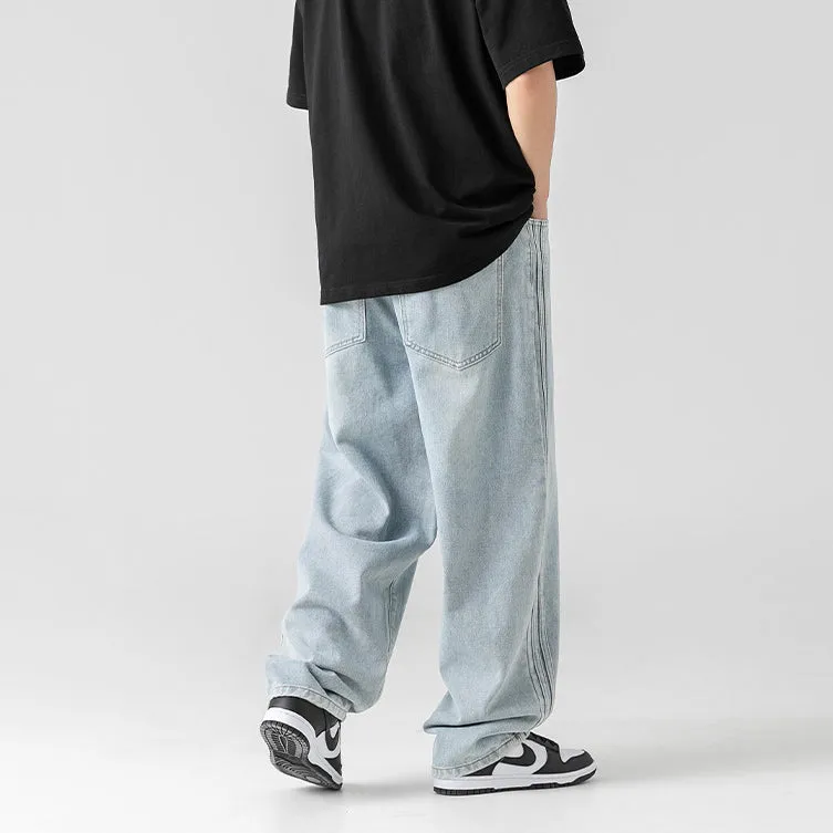 Vintage Wash Side Panel Relaxed Jeans