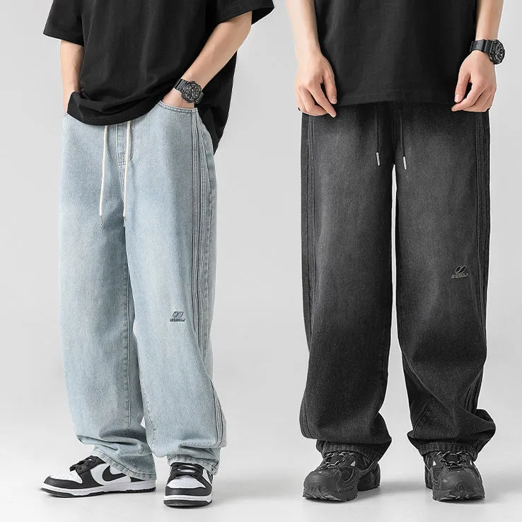 Vintage Wash Side Panel Relaxed Jeans