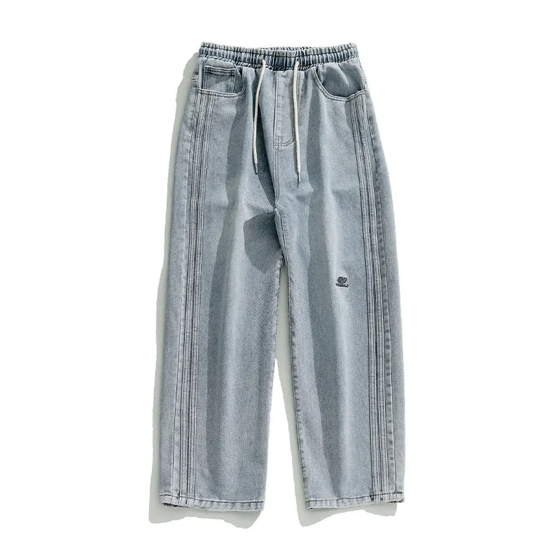 Vintage Wash Side Panel Relaxed Jeans