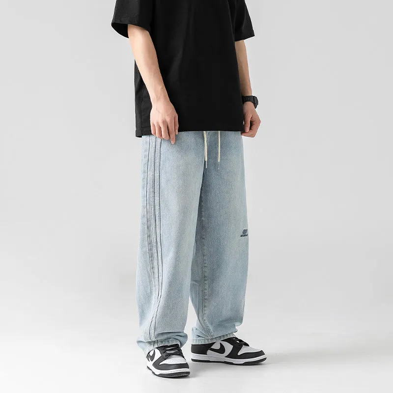 Vintage Wash Side Panel Relaxed Jeans